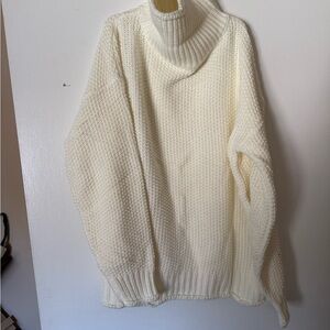 Cream Turtleneck Chunky Knit Sweater